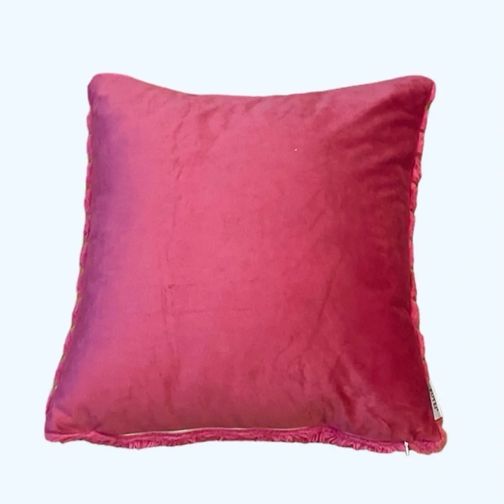 Set 2 Pink Throw Pillows Faux Fur Ribbed Soft Home Bed Decor